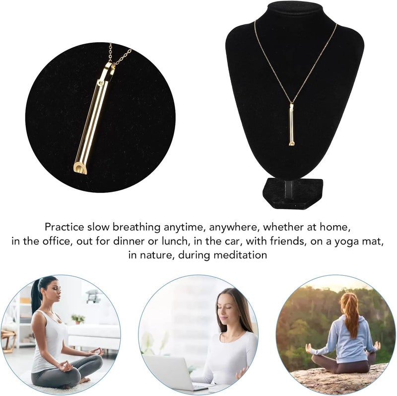woobles Breathing Necklace, Stress Anxiety Necklace, Meditation Tuning Necklace Breathing Necklace for Mindful Breathing, Stress Relief, Unisex Fashionable Stainless Steel Necklace(Gold) - Image 4